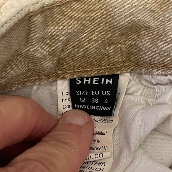 Shein Womens Medium Beige Wide-Leg Jeans Cotton Blend Relaxed Fit - Picture 3 of 16